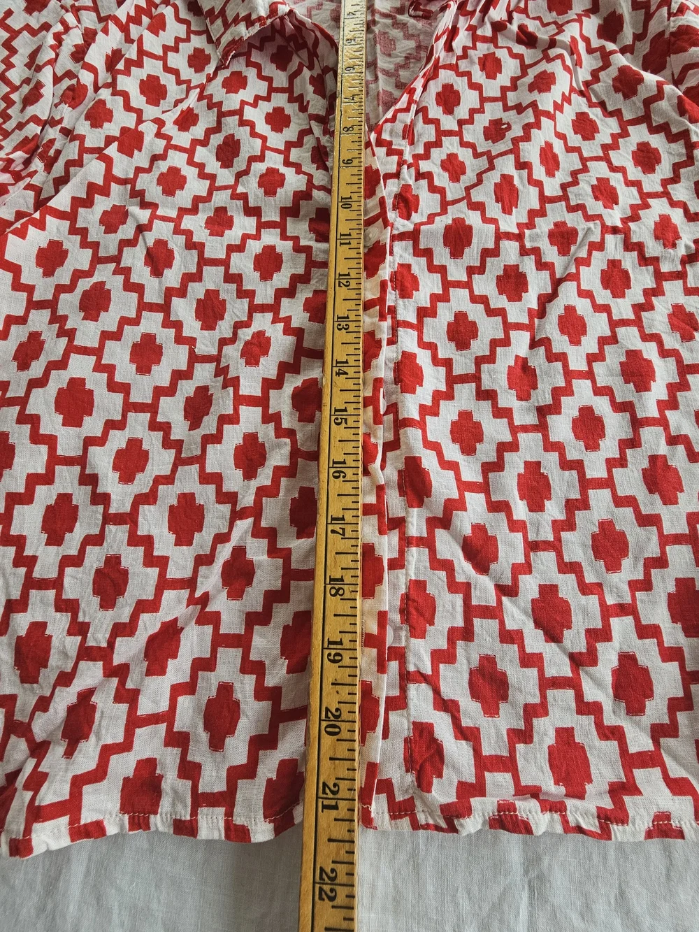 Shade & Shore Red and White Button-Front Short Sleeve Top Size XL - Picture 3 of 6
